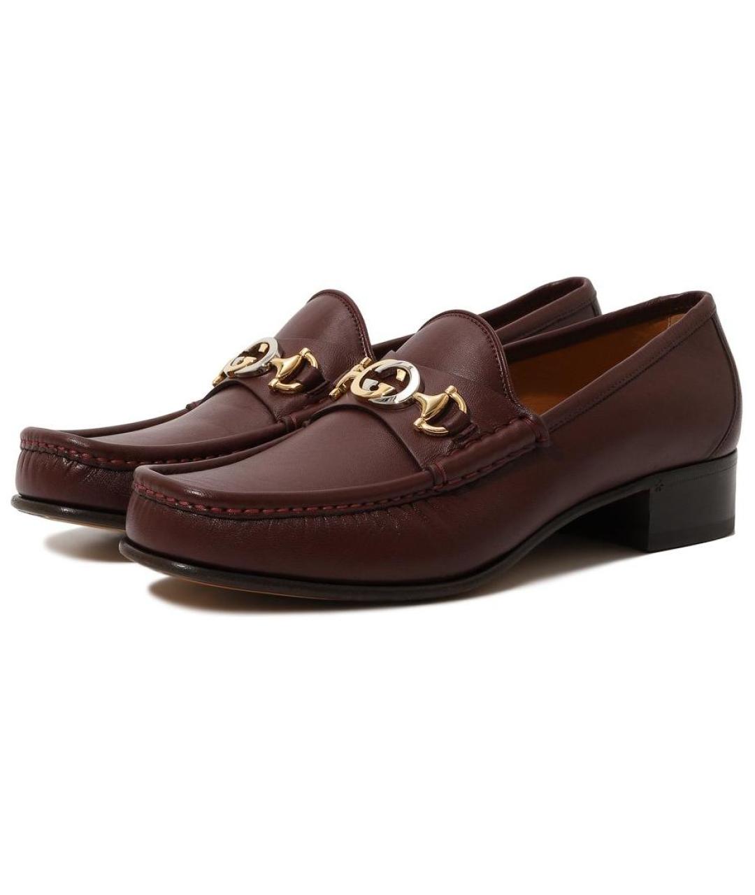 GUCCI Бордовые кожаные лоферы, фото 3