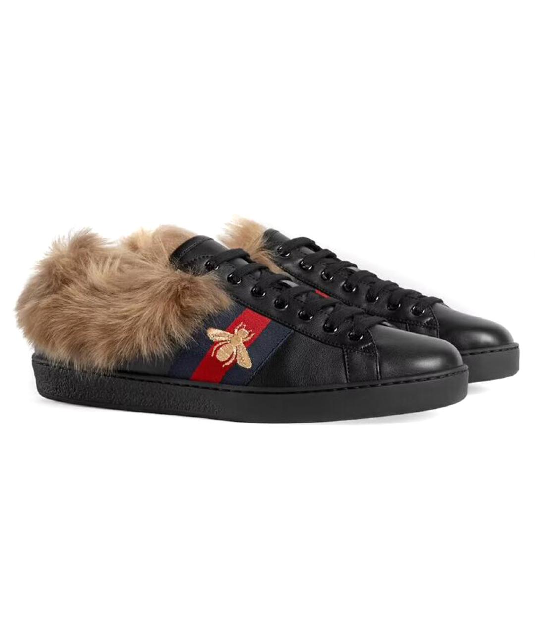 GUCCI Черные низкие кроссовки / кеды, фото 3