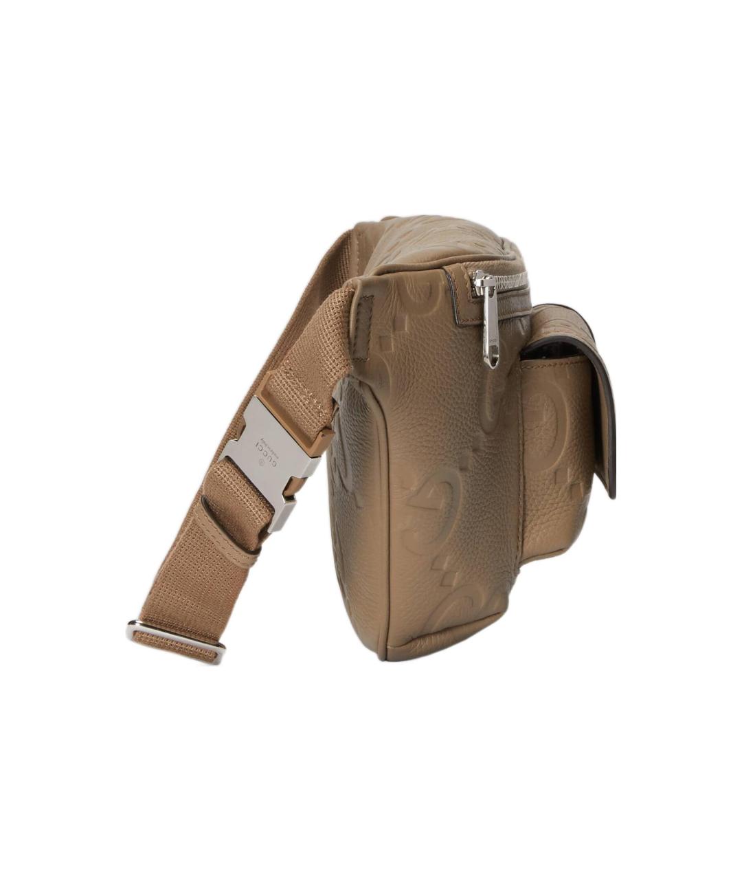 GUCCI Коричневая кожаная поясная сумка, фото 3