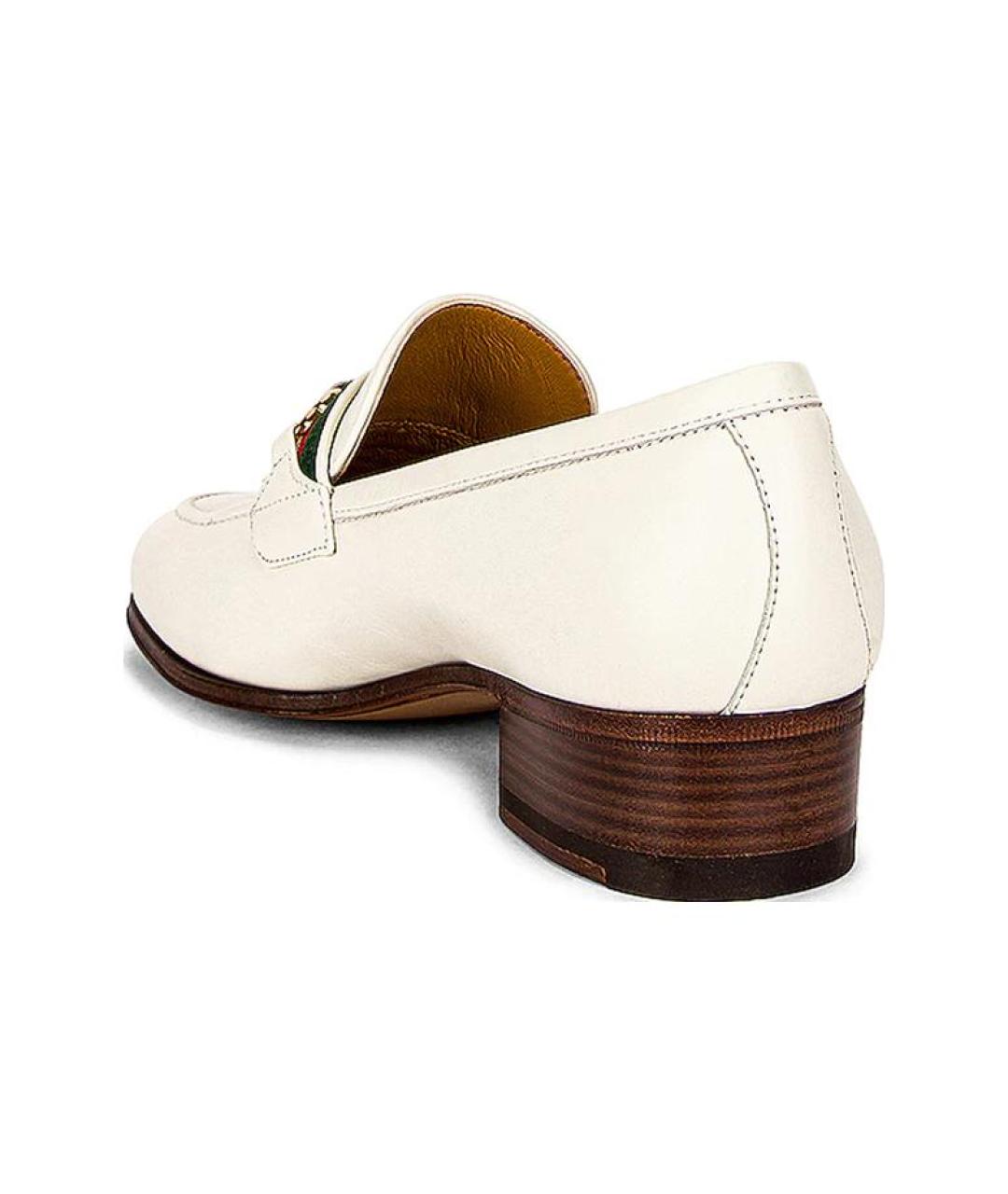 GUCCI Белые кожаные лоферы, фото 4