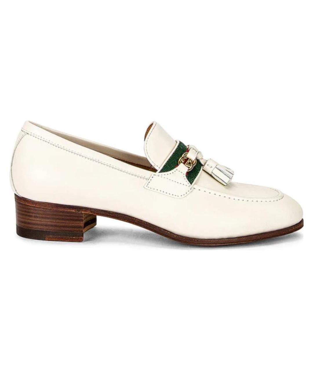 GUCCI Белые кожаные лоферы, фото 1