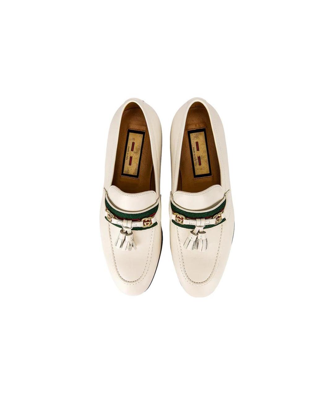 GUCCI Белые кожаные лоферы, фото 5