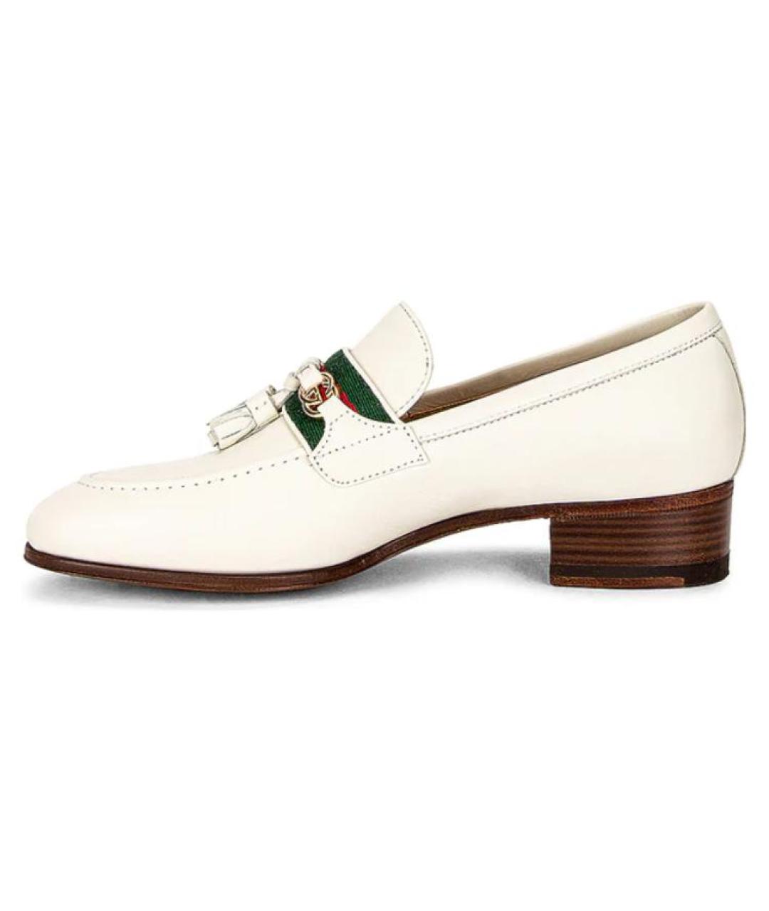 GUCCI Белые кожаные лоферы, фото 2