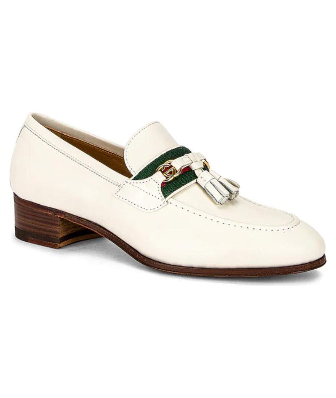 GUCCI Белые кожаные лоферы, фото 3