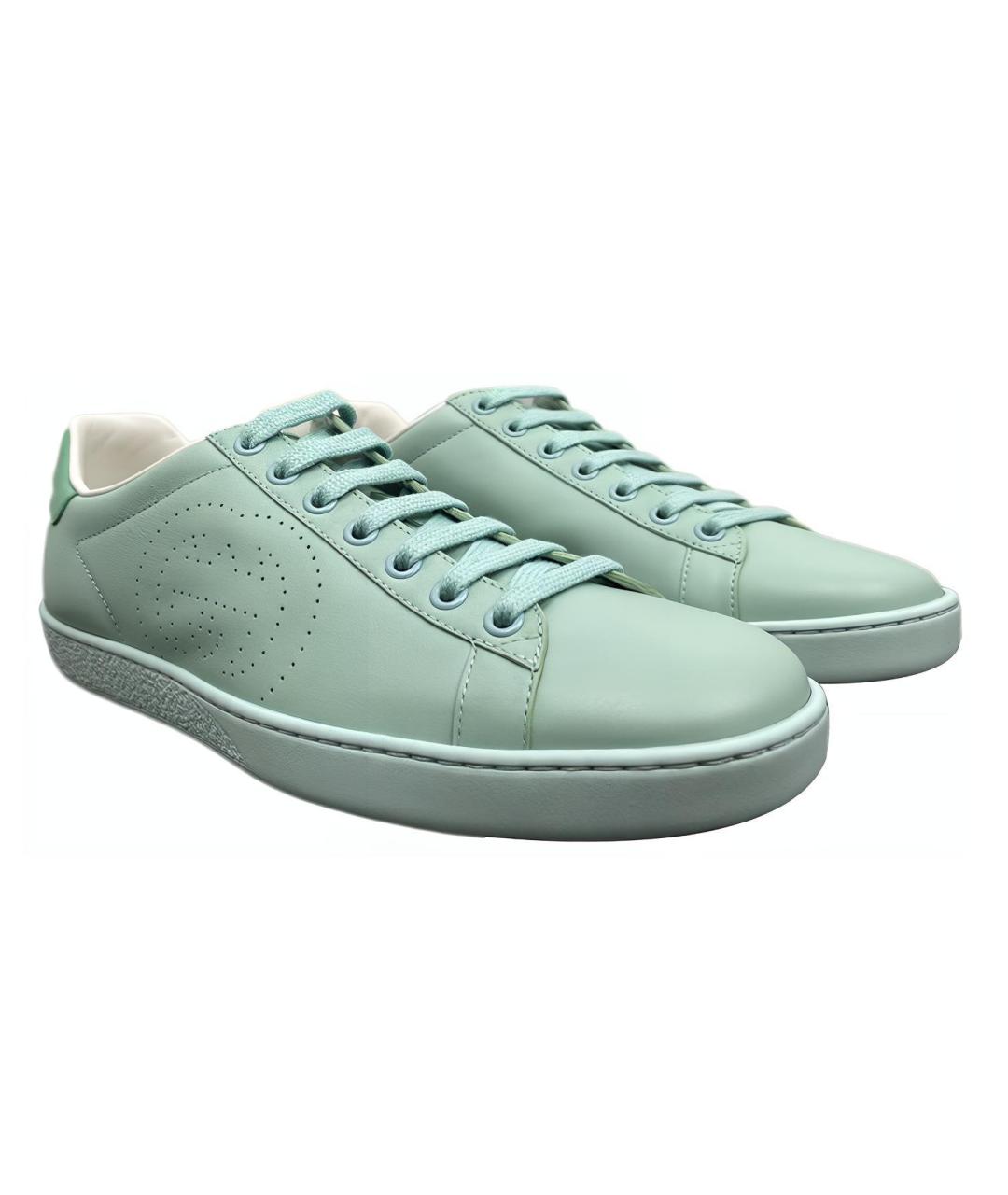 GUCCI Голубые кожаные кеды, фото 3