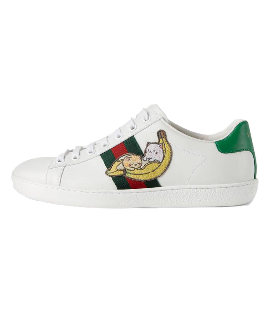 GUCCI Белые кожаные низкие кроссовки / кеды, фото 6