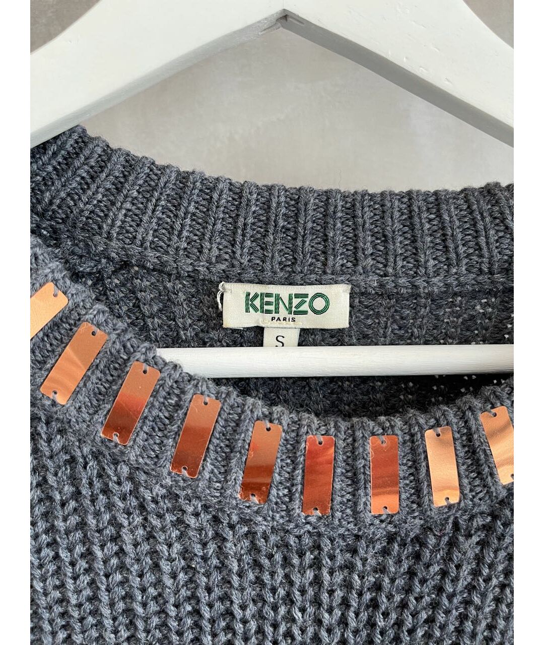 KENZO Антрацитовый шерстяной джемпер / свитер, фото 3