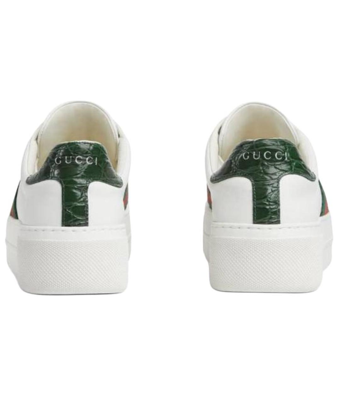 GUCCI Белые кожаные кроссовки, фото 5