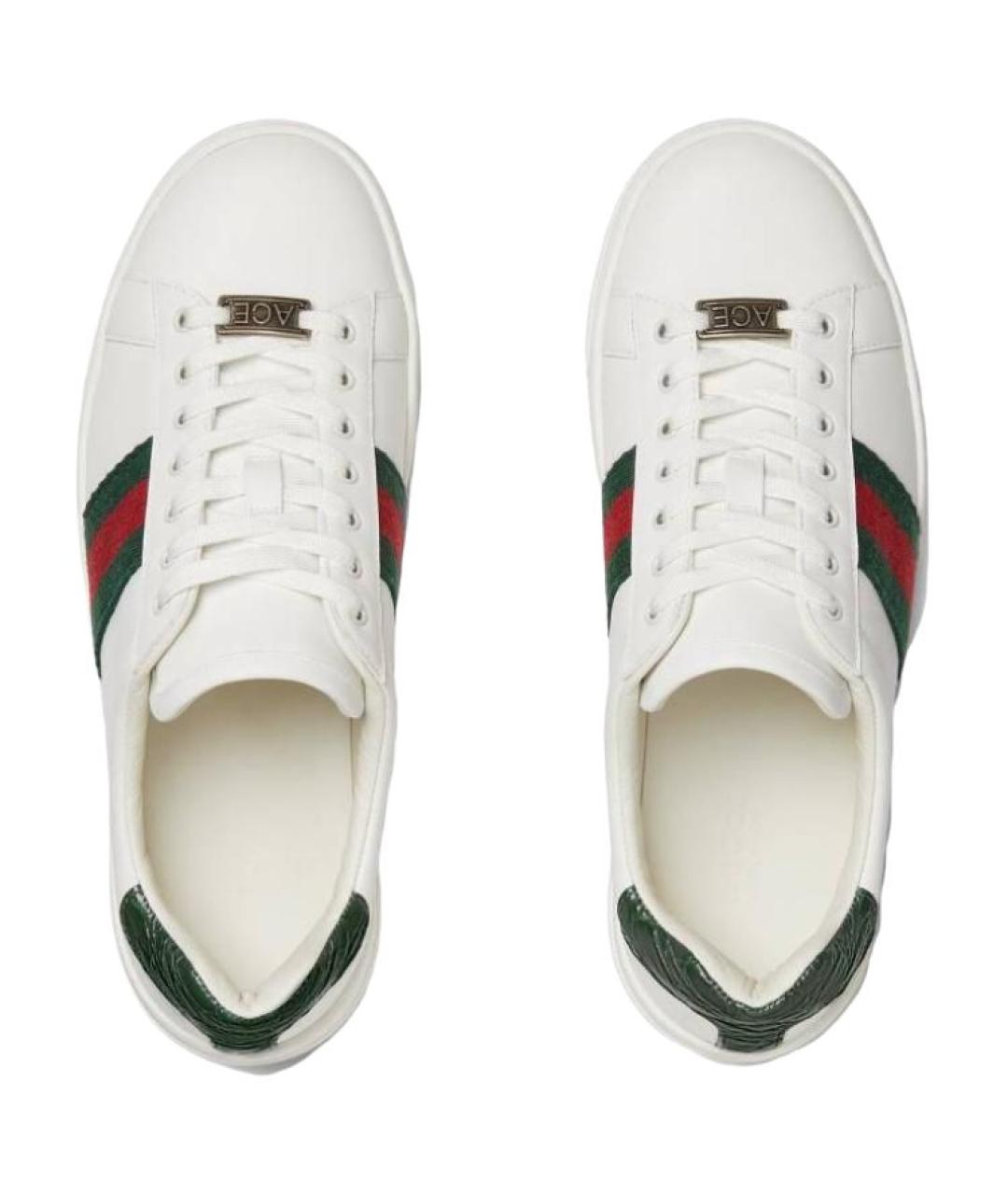 GUCCI Белые кожаные кроссовки, фото 4