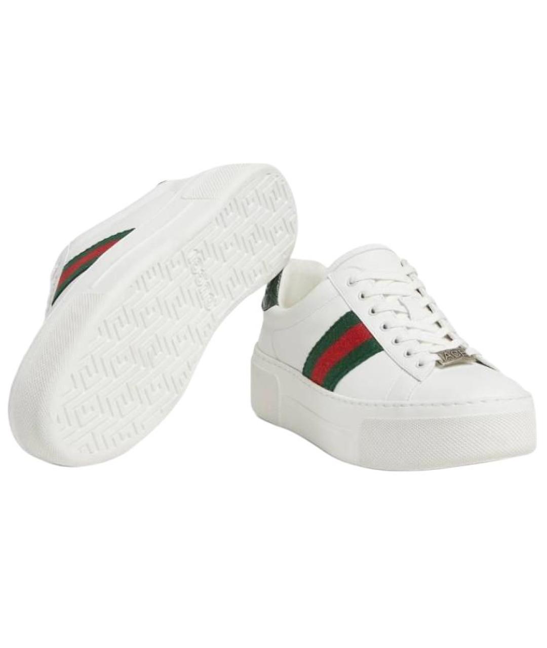 GUCCI Белые кожаные кроссовки, фото 6