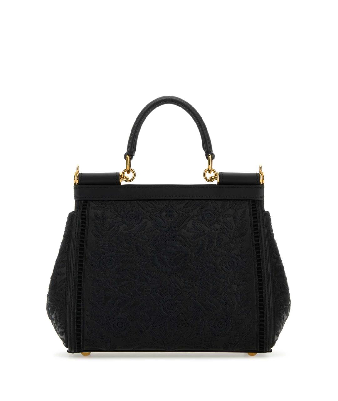 DOLCE&GABBANA Черная кожаная сумка с короткими ручками, фото 3