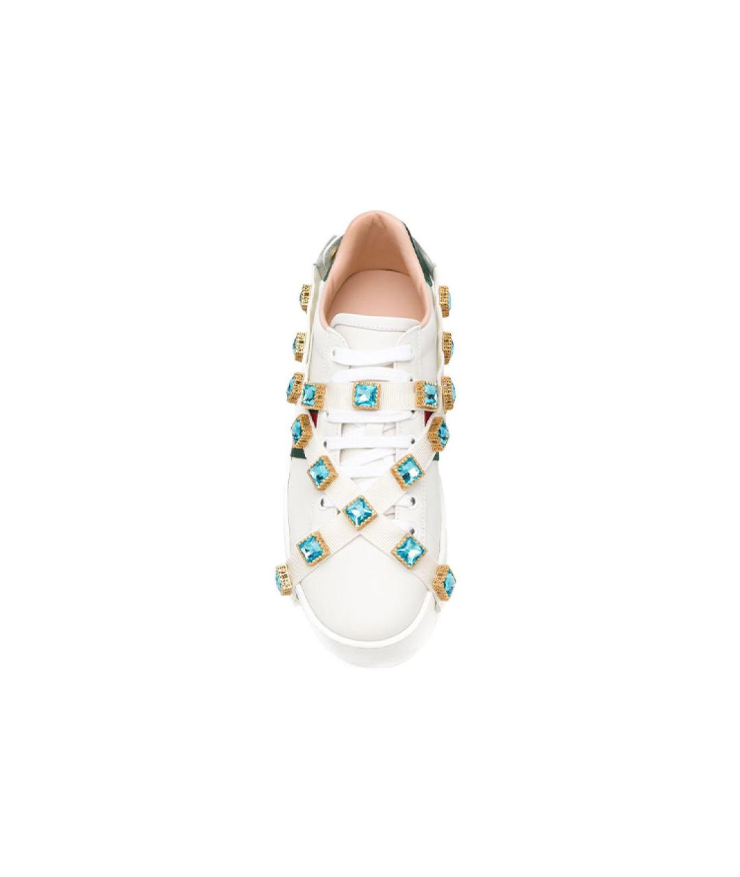 GUCCI Белые кожаные кроссовки, фото 5