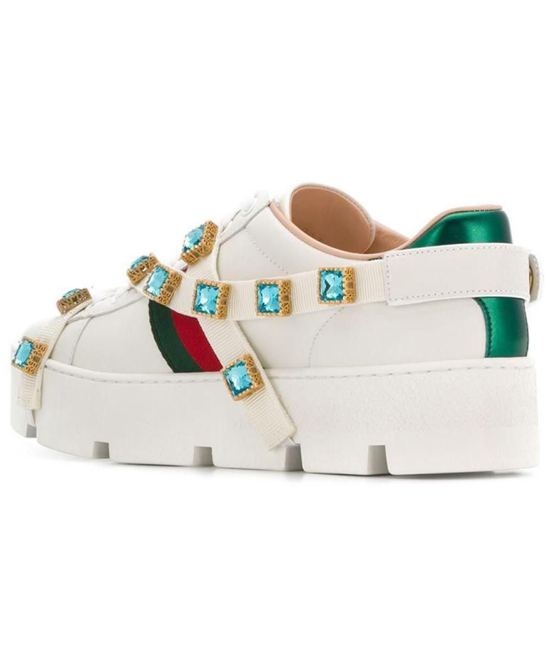 GUCCI Белые кожаные кроссовки, фото 4