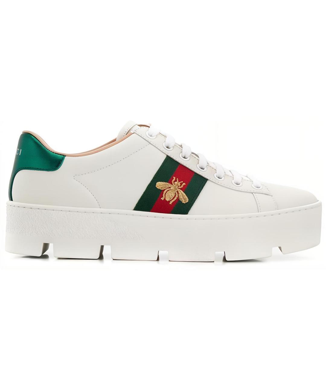 GUCCI Белые кожаные кроссовки, фото 1