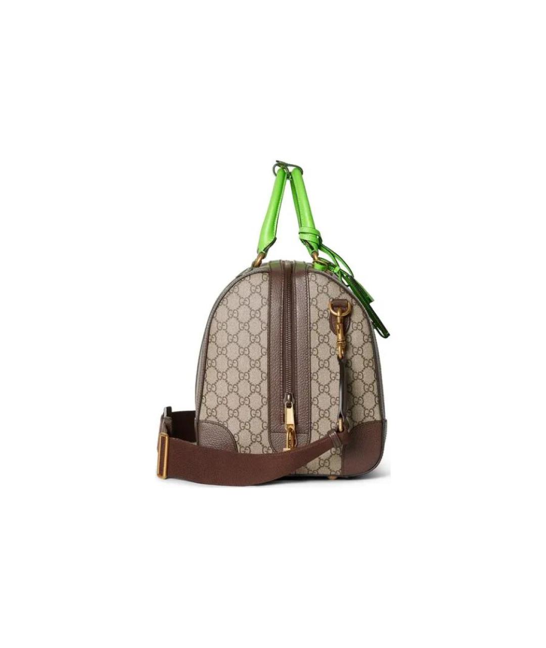 GUCCI Бежевая дорожная/спортивная сумка из канвы, фото 3