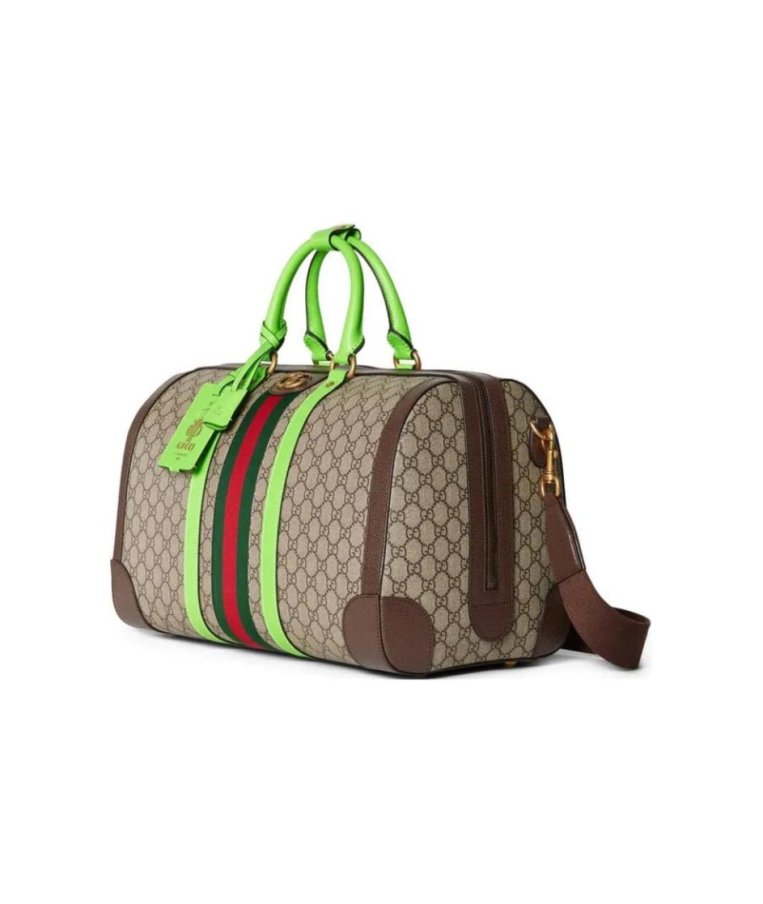 GUCCI Бежевая дорожная/спортивная сумка из канвы, фото 2