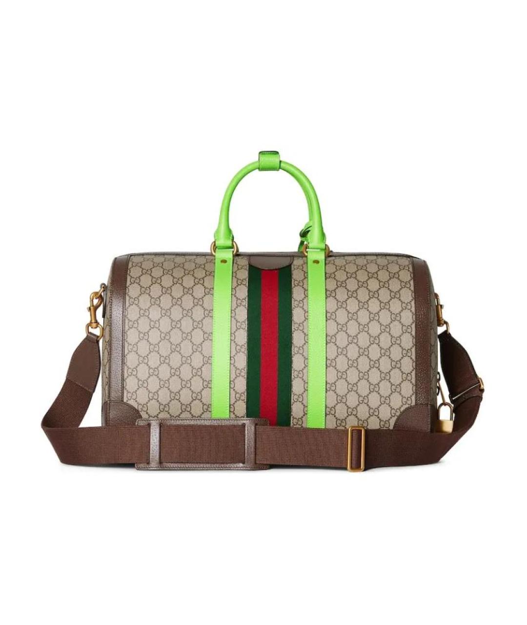 GUCCI Бежевая дорожная/спортивная сумка из канвы, фото 4