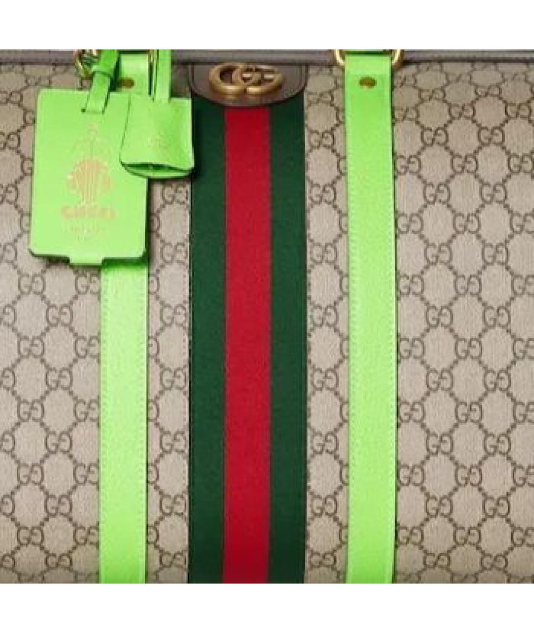 GUCCI Бежевая дорожная/спортивная сумка из канвы, фото 8