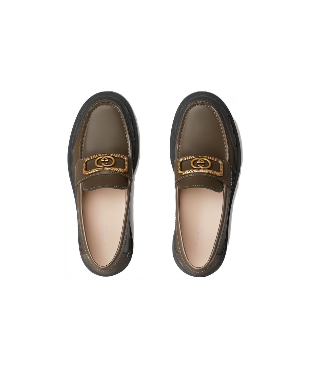 GUCCI Коричневые кожаные лоферы, фото 4