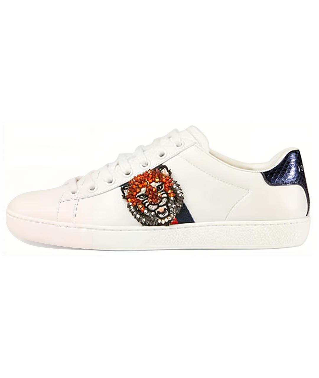 GUCCI Белые кожаные кеды, фото 2