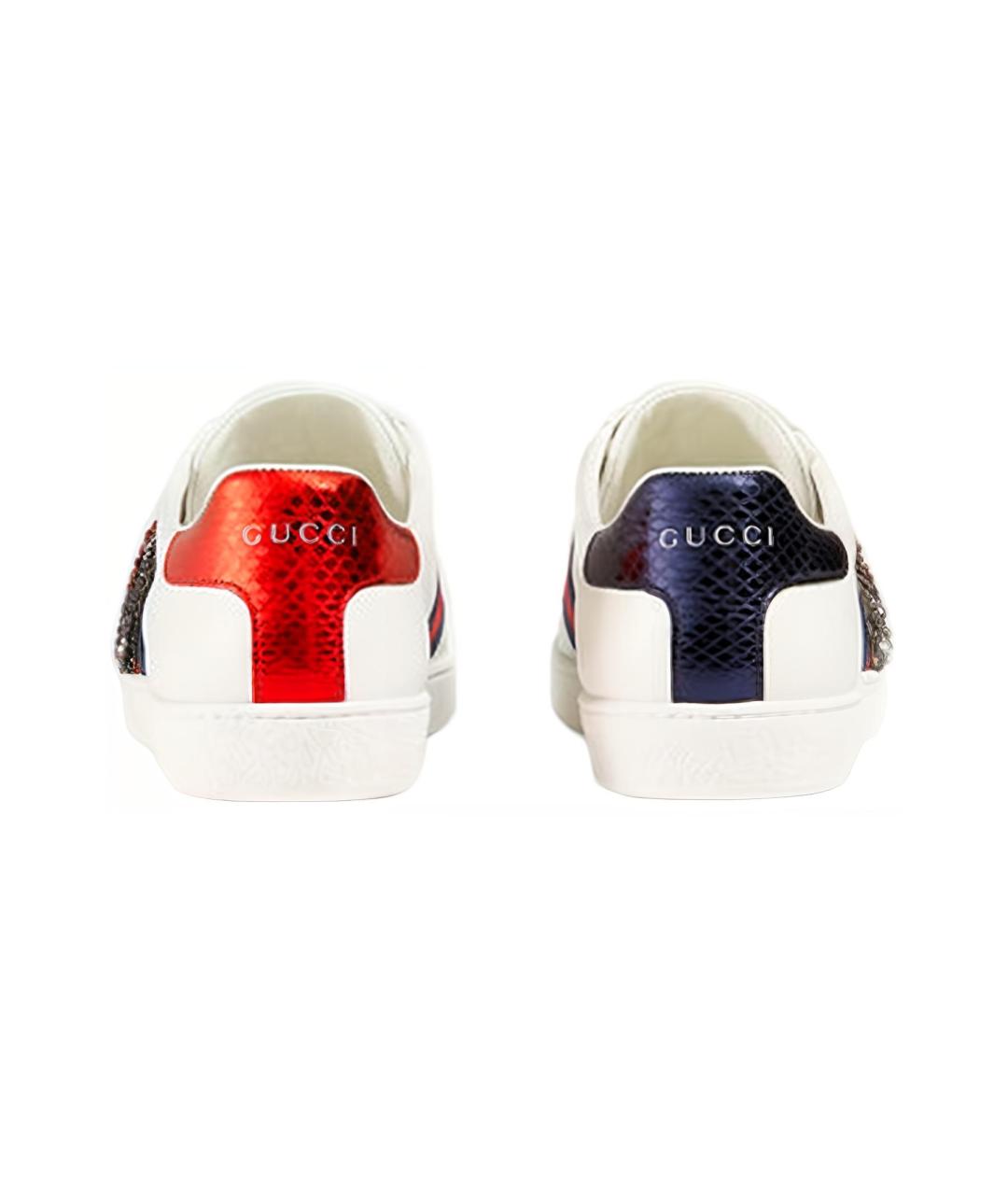 GUCCI Белые кожаные кеды, фото 4