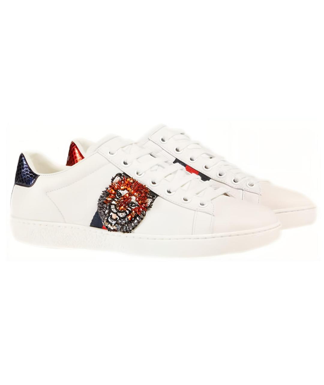 GUCCI Белые кожаные кеды, фото 3