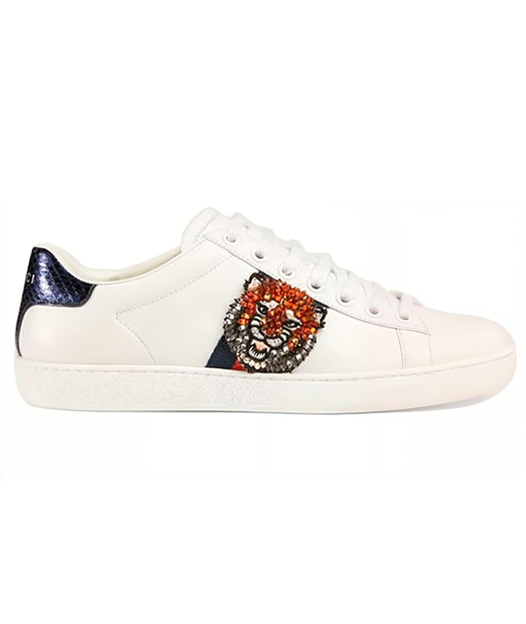 GUCCI Белые кожаные кеды, фото 1