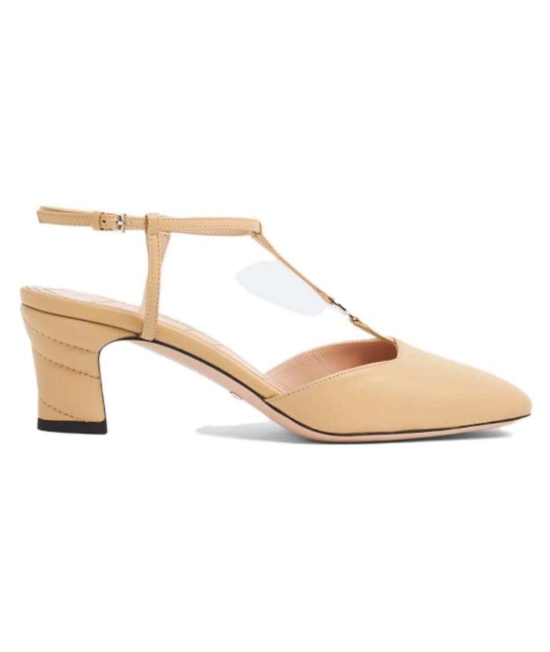 GUCCI Бежевые кожаные туфли, фото 1