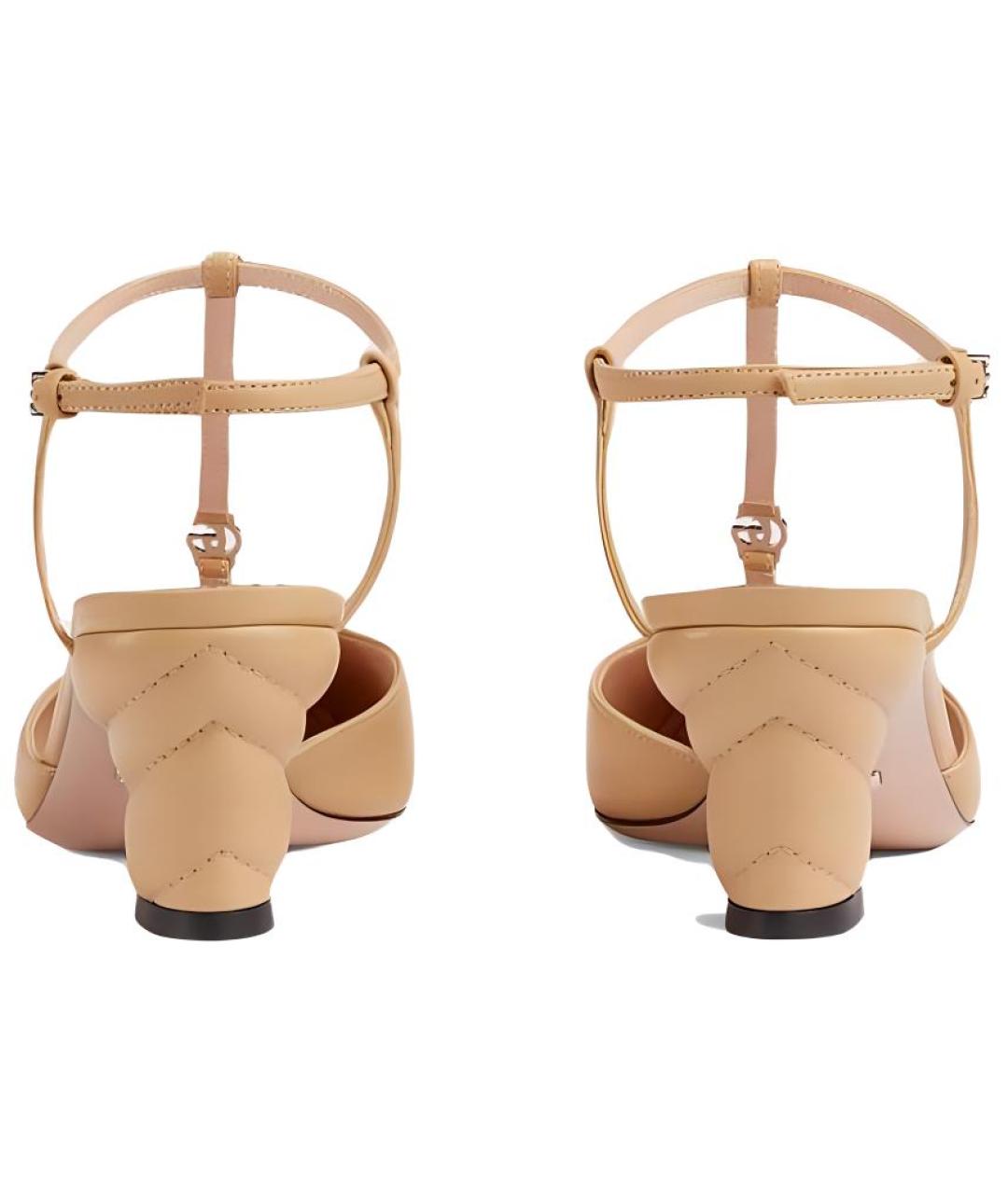 GUCCI Бежевые кожаные туфли, фото 4