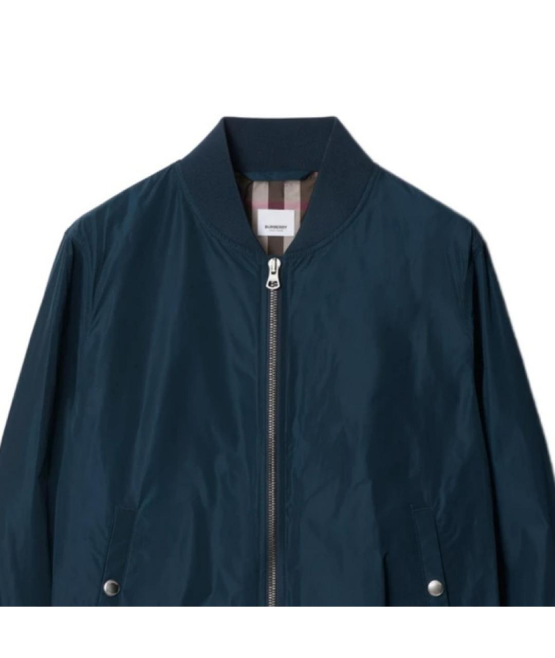 BURBERRY Синяя полиэстеровая куртка, фото 2
