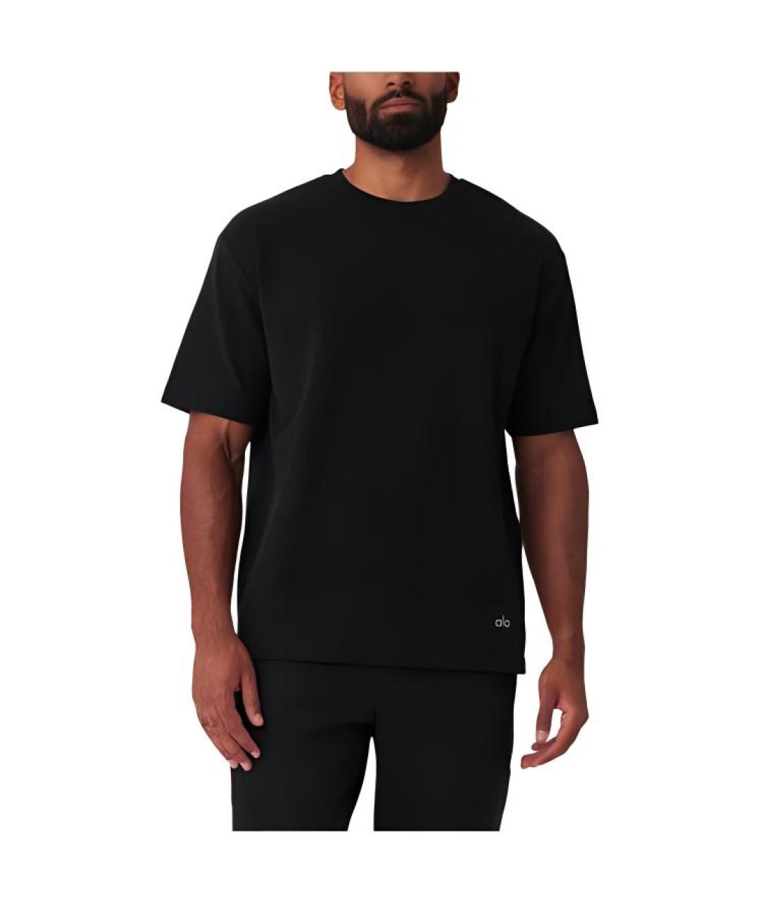 ALO YOGA Черная хлопковая футболка, фото 3