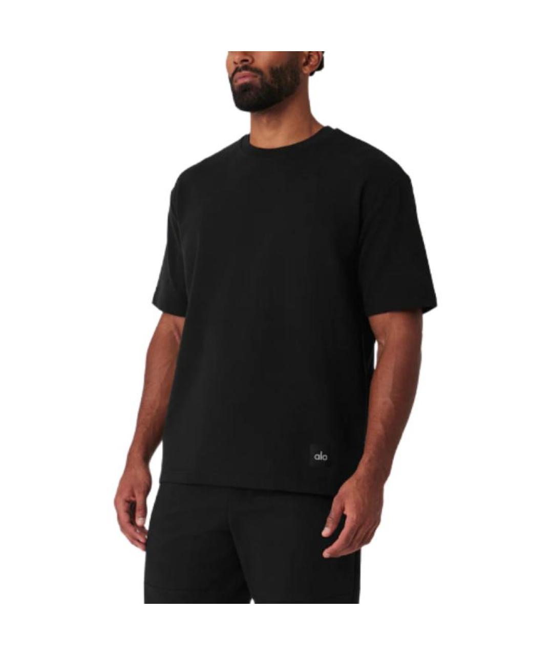 ALO YOGA Черная хлопковая футболка, фото 5