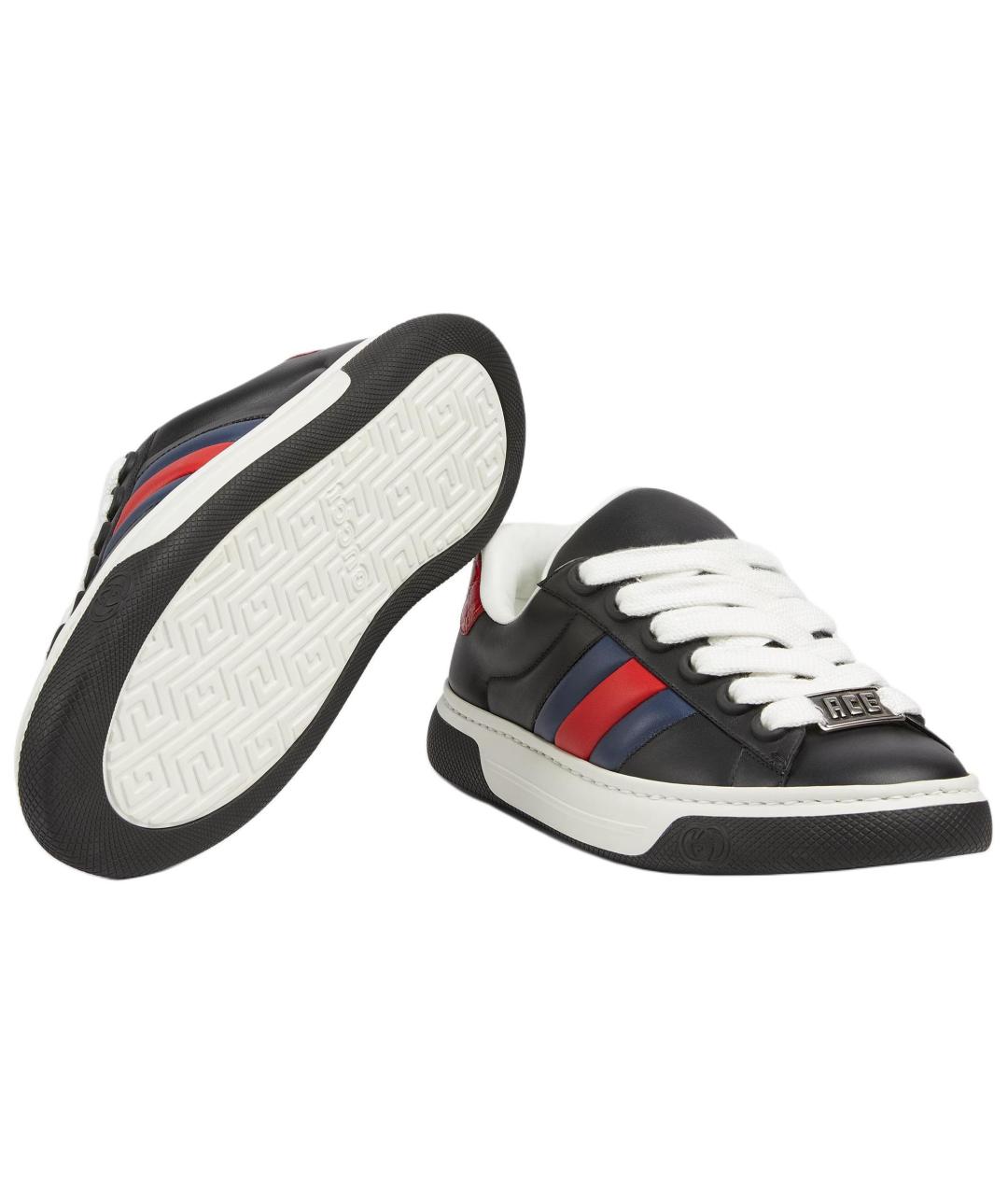 GUCCI Черные кожаные низкие кроссовки / кеды, фото 6