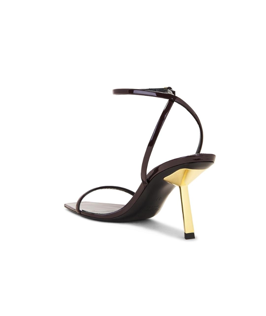 SAINT LAURENT Бордовые кожаные босоножки, фото 3