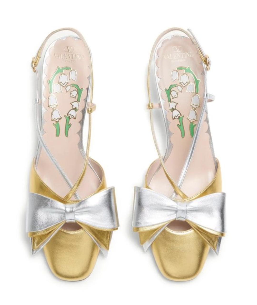 VALENTINO Золотые кожаные туфли, фото 4