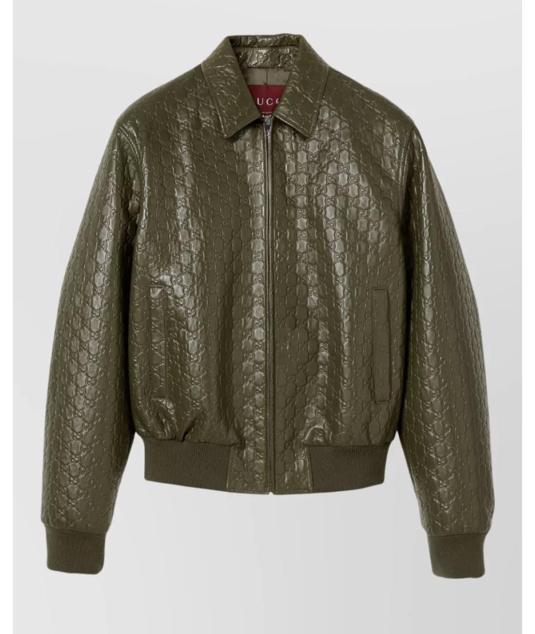 GUCCI Зеленая кожаная куртка, фото 4