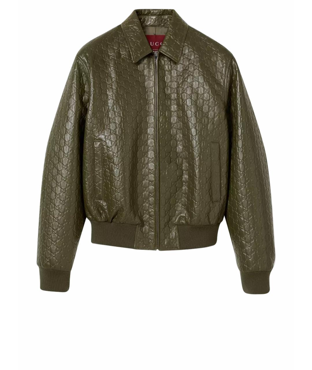 GUCCI Зеленая кожаная куртка, фото 1