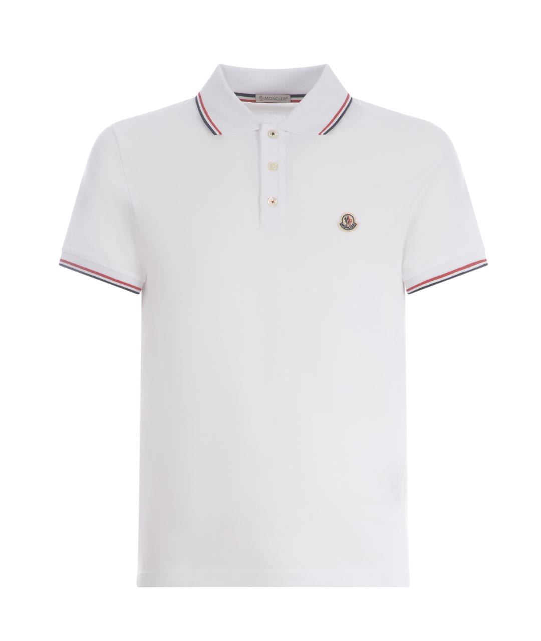 MONCLER Белое хлопковое поло с коротким рукавом, фото 1