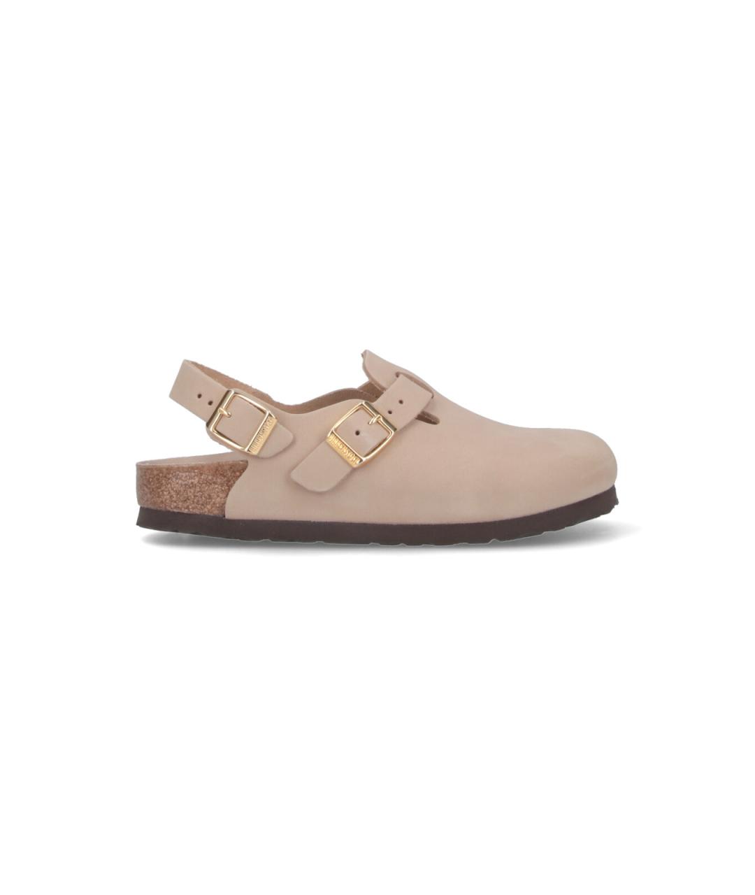 BIRKENSTOCK Бежевые кожаные сабо, фото 1