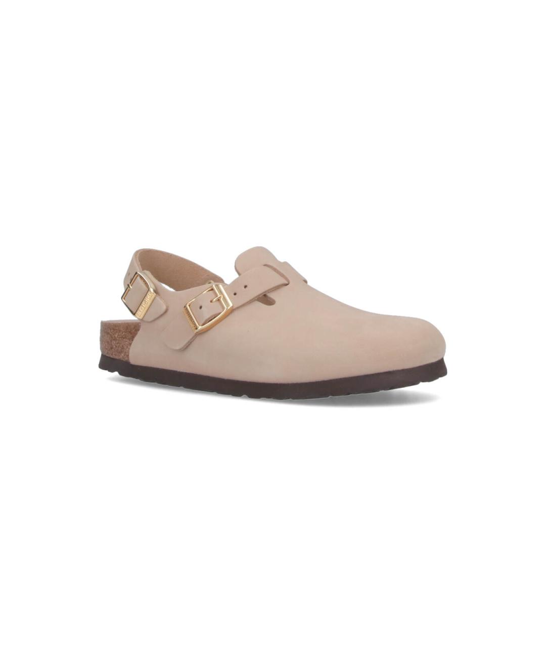 BIRKENSTOCK Бежевые кожаные сабо, фото 2
