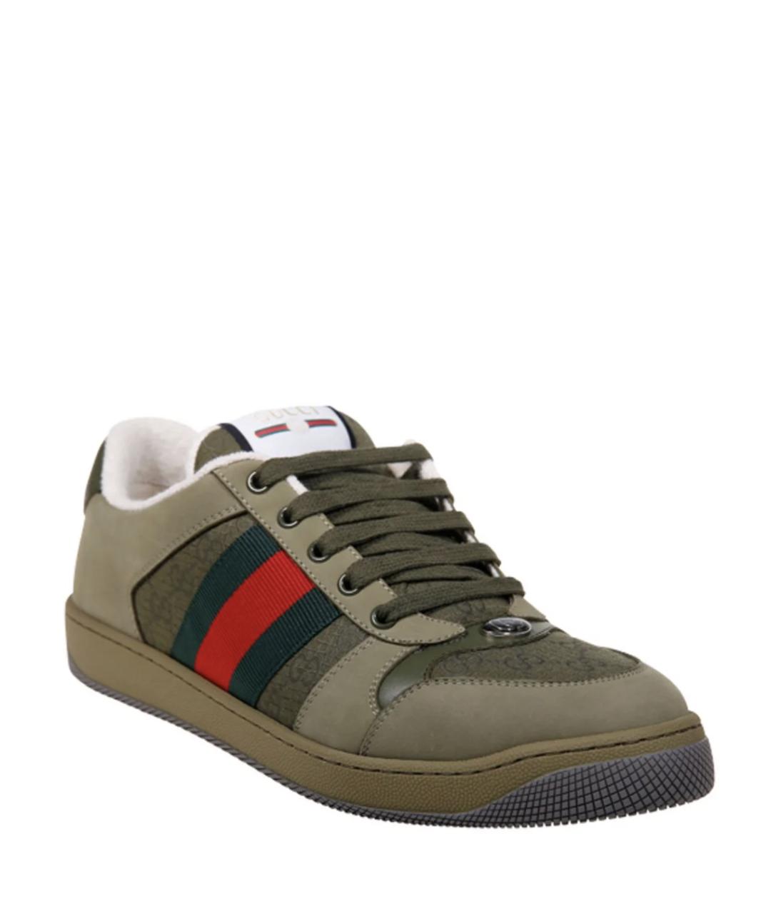 GUCCI Хаки низкие кроссовки / кеды, фото 2