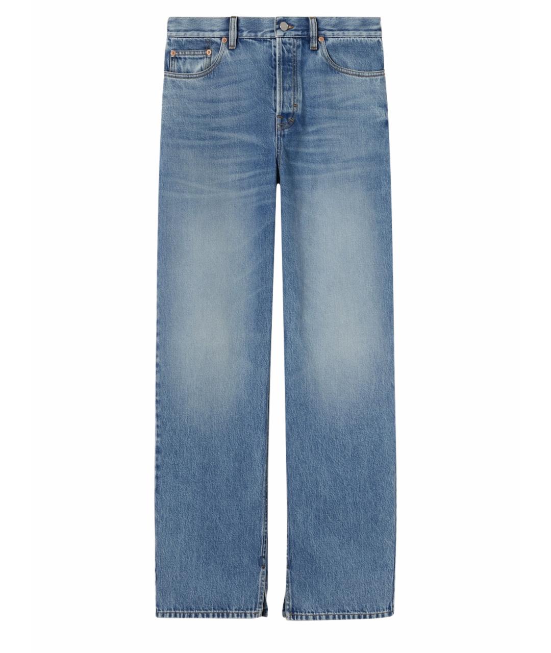 GUCCI Голубые хлопковые прямые джинсы, фото 1