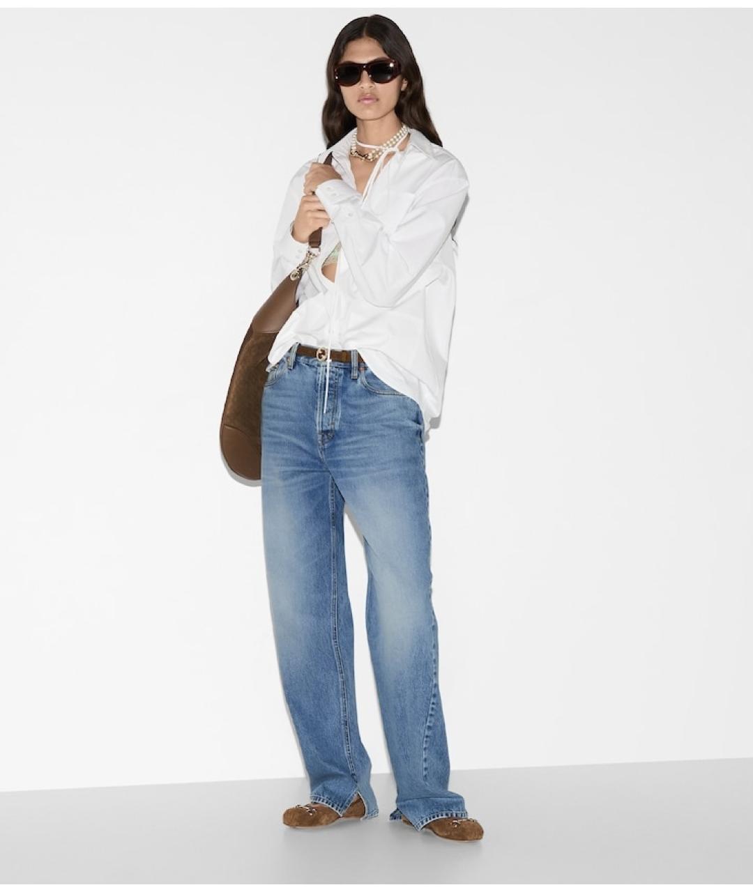 GUCCI Голубые хлопковые прямые джинсы, фото 4