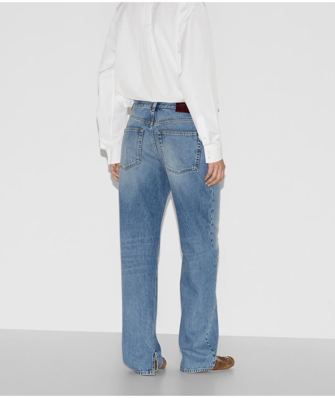 GUCCI Голубые хлопковые прямые джинсы, фото 3