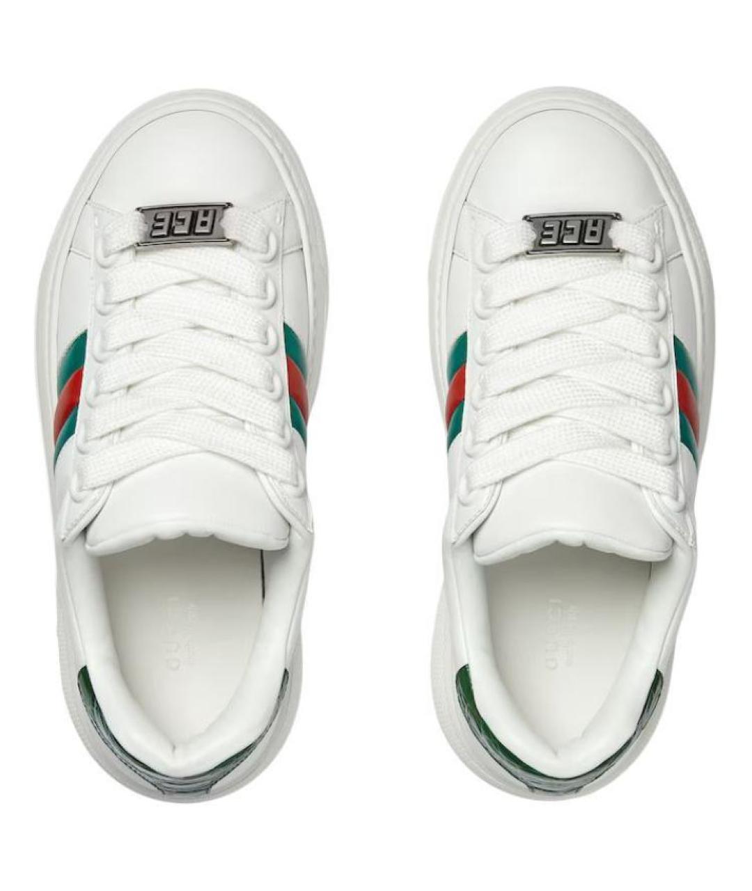 GUCCI Белые кожаные кеды, фото 4