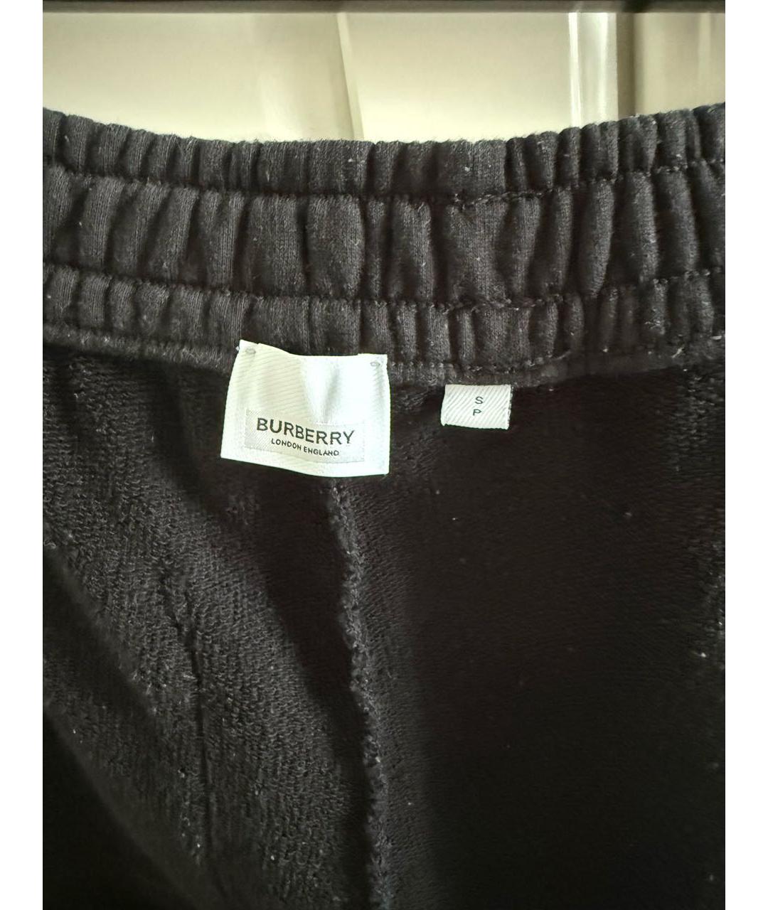 BURBERRY Черные хлопковые спортивные брюки и шорты, фото 3