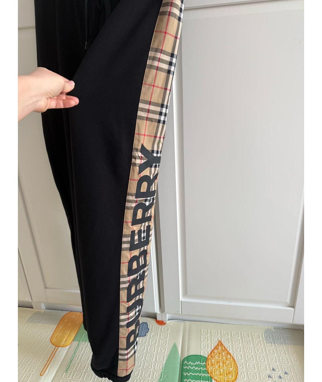 BURBERRY Черные хлопковые спортивные брюки и шорты, фото 5