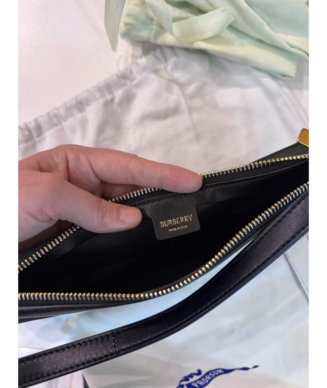 BURBERRY Черная кожаная сумка через плечо, фото 4