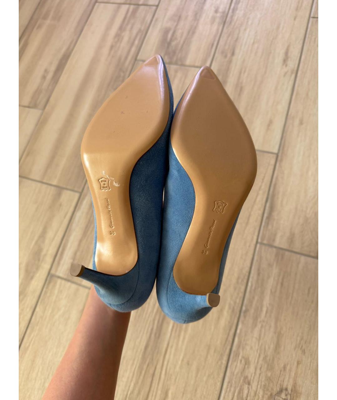 GIANVITO ROSSI Голубые замшевые туфли, фото 6