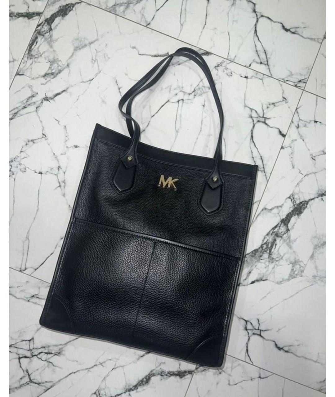 MICHAEL KORS Черная кожаная сумка тоут, фото 4